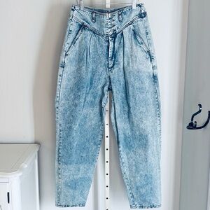 Vintage Jordache Studios Acid Wash Pleated Jeans High Waist Button Fly, Size 12